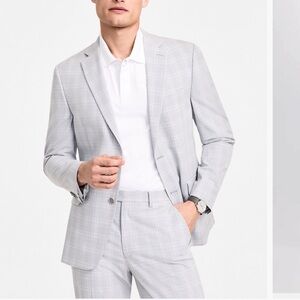 Alfani Light Gray Checkered Suit